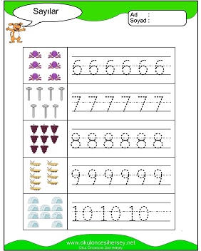 okul öncesi 1 sayısı çizgi çalışması